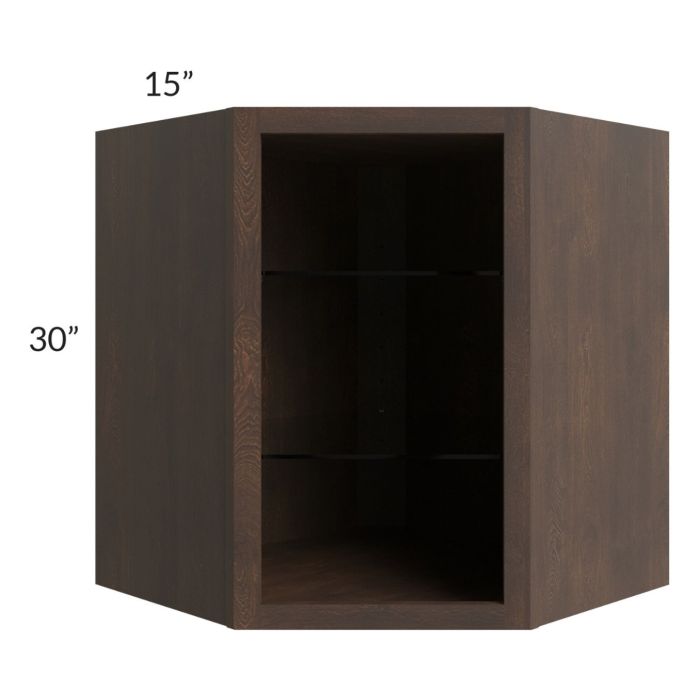 Tuscan Kona Brown 27x30 Corner Wall Cabinet (No Door) To Be Used With A Glass Door