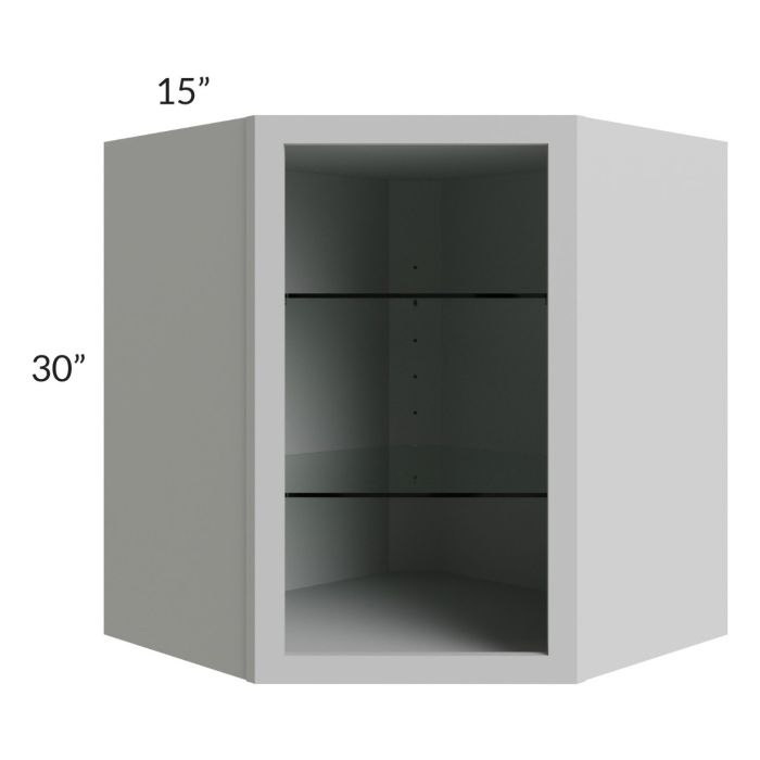 Tuscan Painted Grey 27x30 Corner Wall Cabinet (No Door) To Be Used With A Glass Door