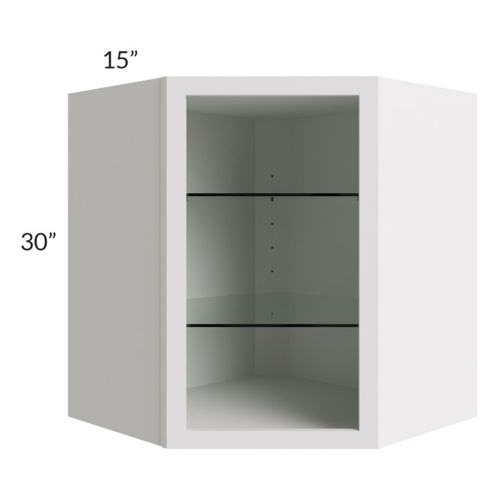 Midtown Cloud Shaker 27x30 Corner Wall Cabinet (No Door) To Be Used With A Glass Door