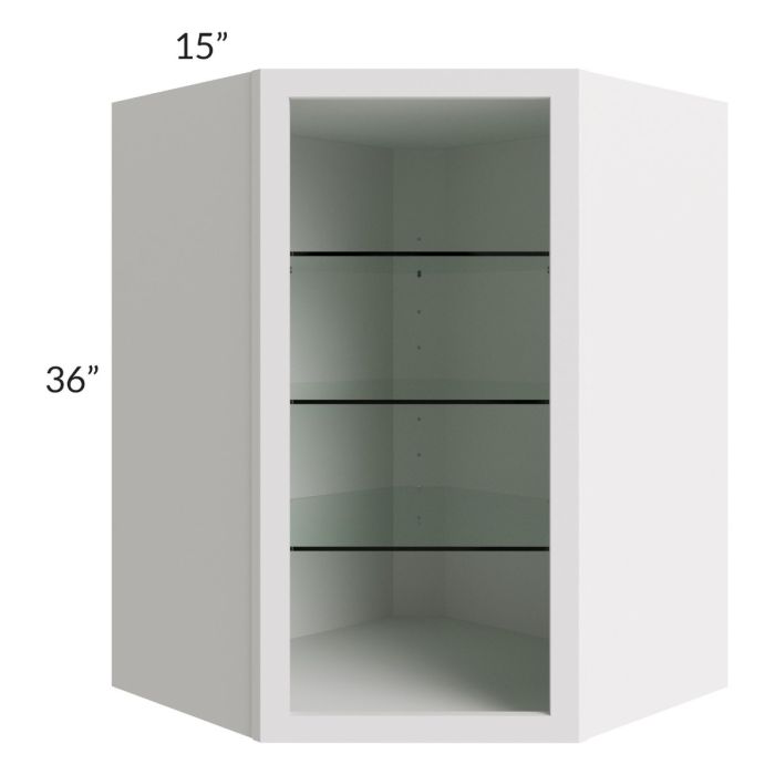 Midtown Cloud Shaker 27x36 Corner Wall Cabinet (No Door) To Be Used With A Glass Door