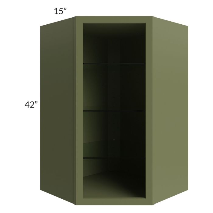 Midtown Hunter Green Shaker 27x42 Corner Wall Cabinet (No Door) To Be Used With A Glass Door