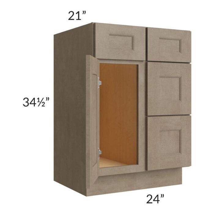 Cobblestone Grey 24" Vanity Sink Base Cabinet (Drawers on Right)