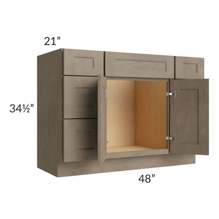 Cobblestone Grey 48" Vanity Sink Base Cabinet with Drawers