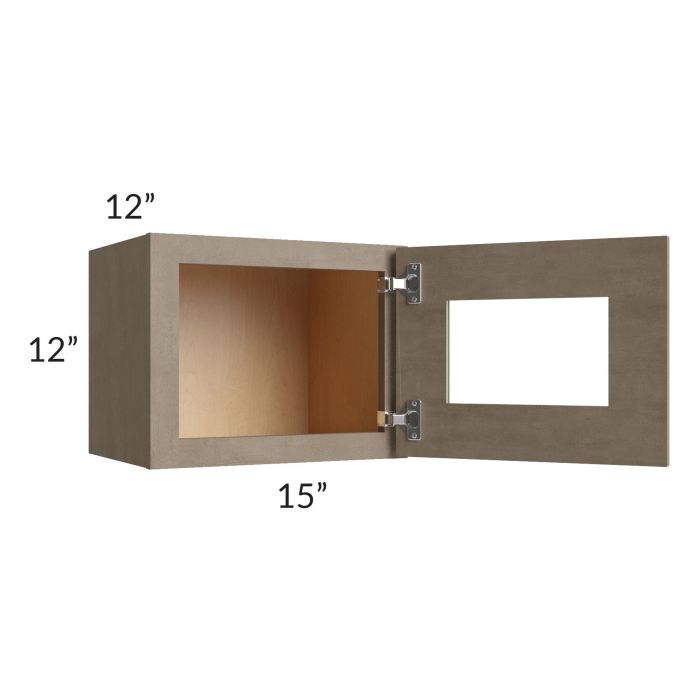 Cobblestone Grey 15x12 Wall Cabinet with Plain Glass