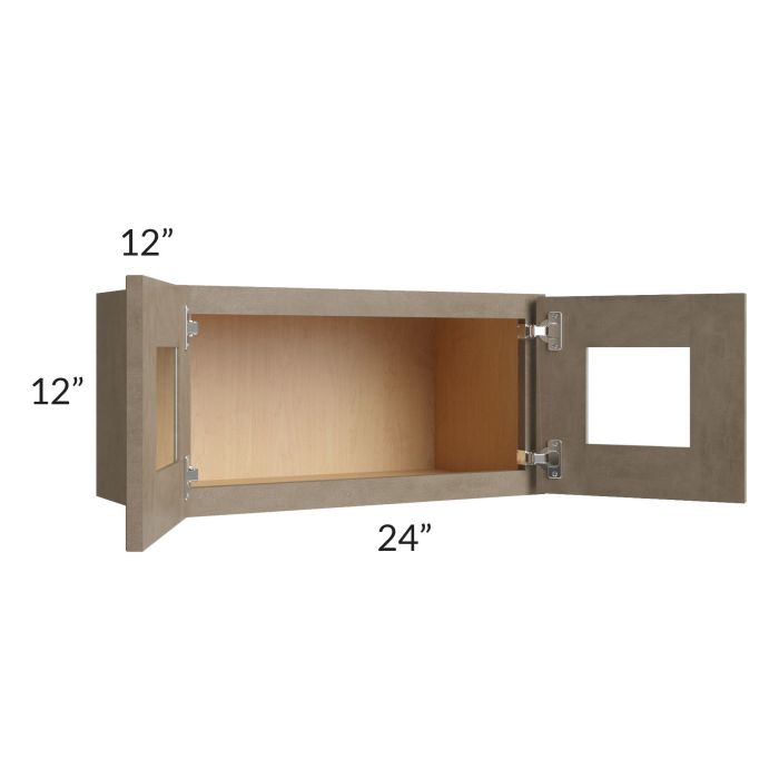 Cobblestone Grey 24x12 Decorative Wall Cabinet with Plain Glass