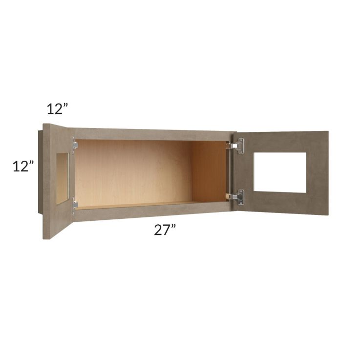 Cobblestone Grey 27x12 Decorative Wall Cabinet with Plain Glass