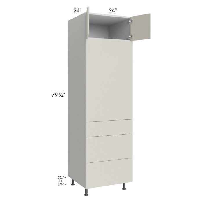 Milan Beige Matte 24x84 Single Oven Cabinet with 3 Drawers
