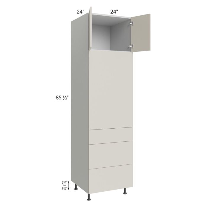 Milan Beige Matte 24x90 Single Oven Cabinet with 3 Drawers