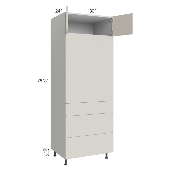 Milan Beige Matte 30x84 Single Oven Cabinet with 3 Drawers