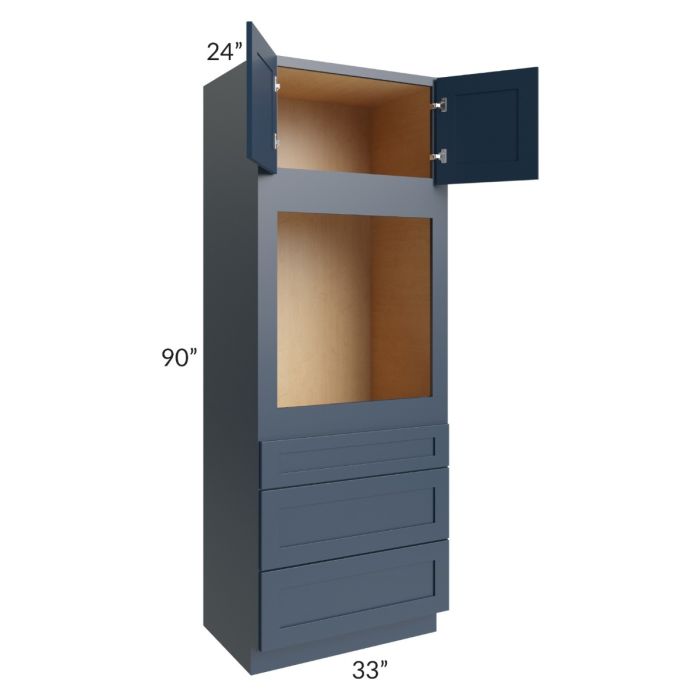 Midtown Blue Shaker 33x90 Oven Cabinet
