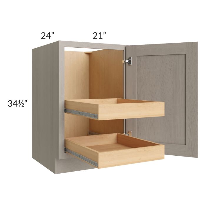 Catalina Mist 21" Full Height Door Base Cabinet with 2 Rollout Trays