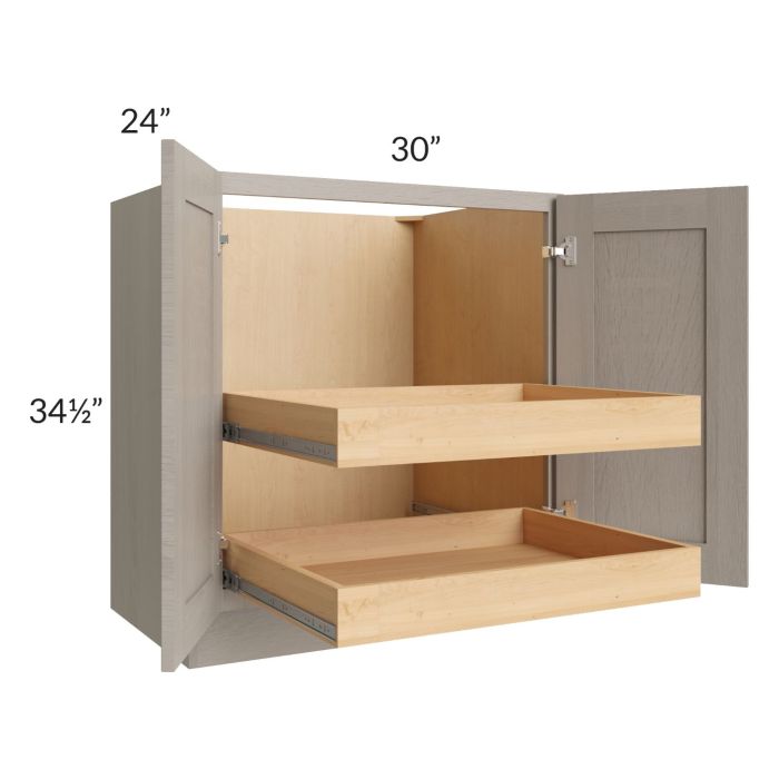 Catalina Mist 30" Full Height Base Cabinet with 2 Rollout Trays