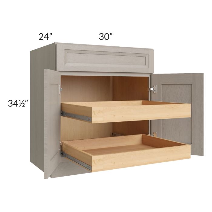 Catalina Mist 30" Base Cabinet with 2 Rollout Trays