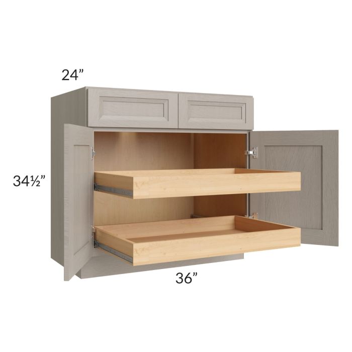 Catalina Mist 36" Base Cabinet with 2 Rollout Trays