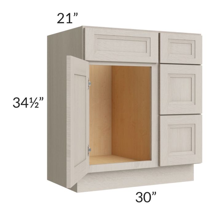 Catalina Mist 30" Vanity Base Cabinet (Drawers on Right)