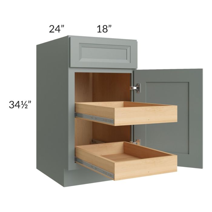 Catalina Meadow Green 18" Base Cabinet with 2 Rollout Trays