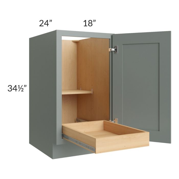 Catalina Meadow Green 18" Full Height Door Base Cabinet with 1 Rollout Tray