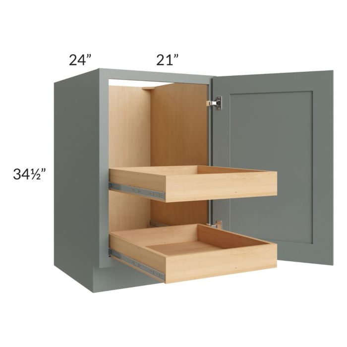 Catalina Meadow Green 21" Full Height Door Base Cabinet with 2 Rollout Trays