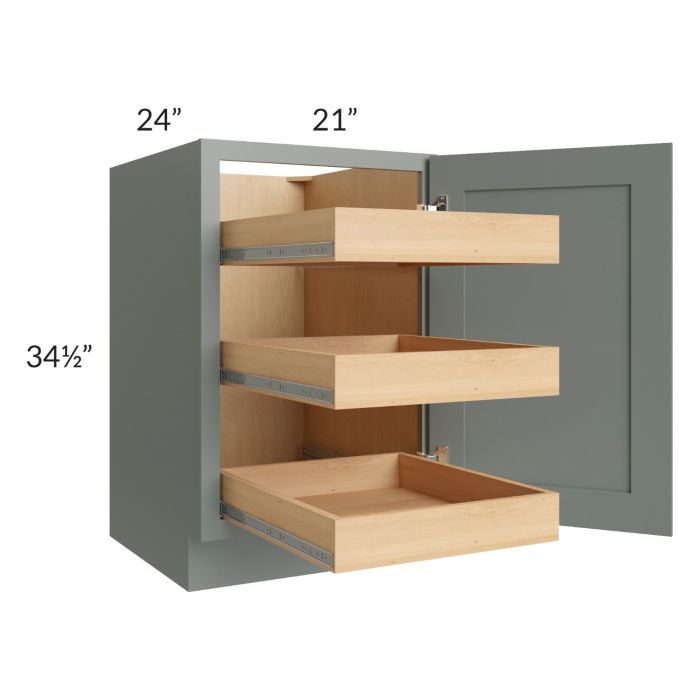 Catalina Meadow Green 21" Full Height Door Base Cabinet with 3 Rollout Trays