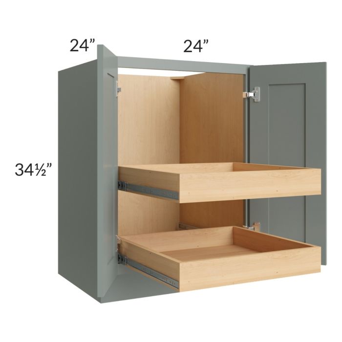 Catalina Meadow Green 24" Full Height Base Cabinet with 2 Rollout Trays
