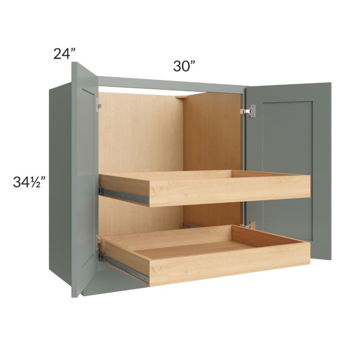 Catalina Meadow Green 30" Full Height Base Cabinet with 2 Rollout Trays