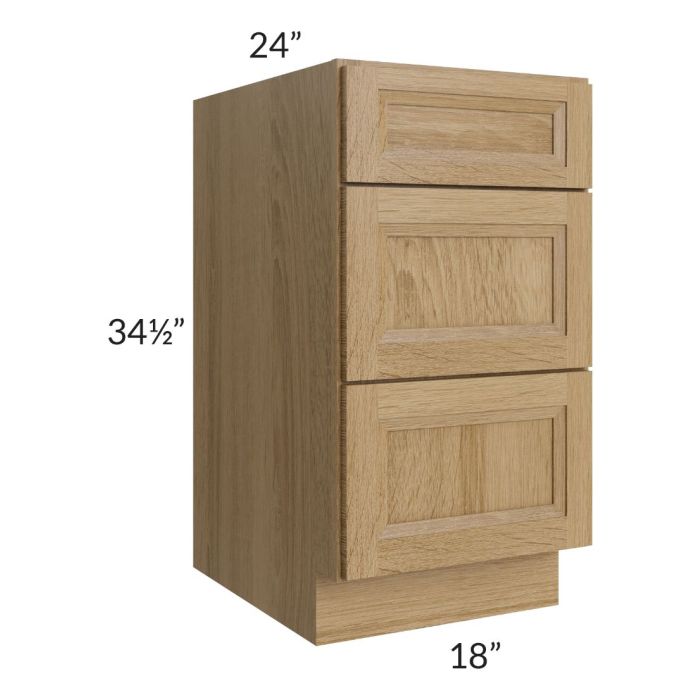 Catalina Toffee 18" 3-Drawer Base Cabinet