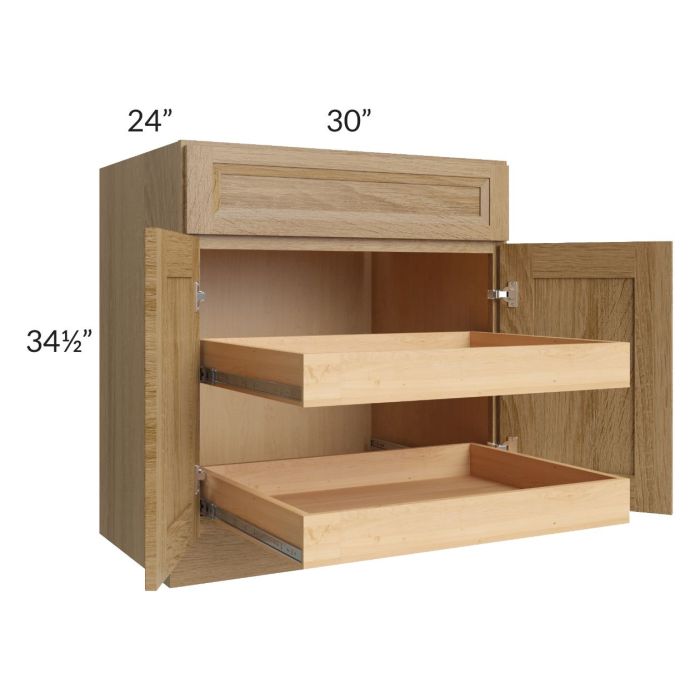 Catalina Toffee 30" Base Cabinet with 2 Rollout Trays