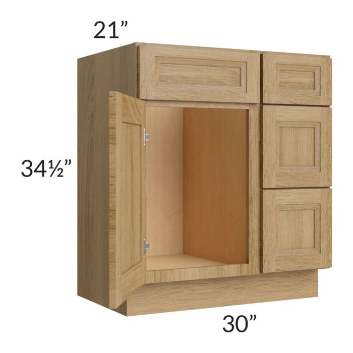Catalina Toffee 30" Vanity Base Cabinet (Drawers on Right)