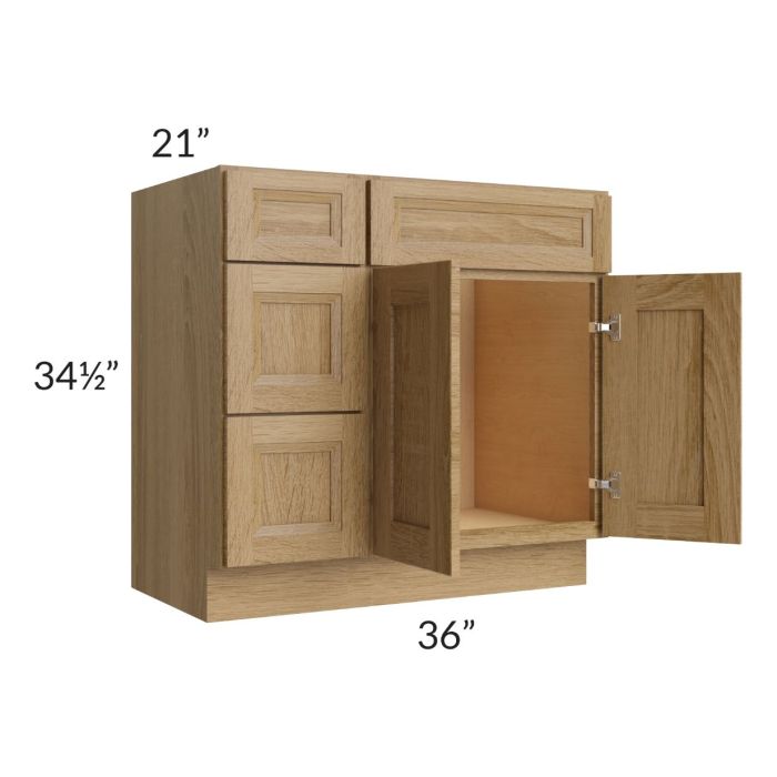 Catalina Toffee 36" Vanity Base Cabinet (Drawers on Left)