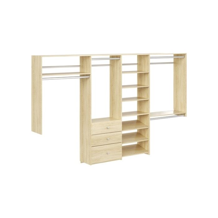 Dual Tower Closet Storage Wall Mounted Wardrobe Organizer Kit System with Shelves and Drawers