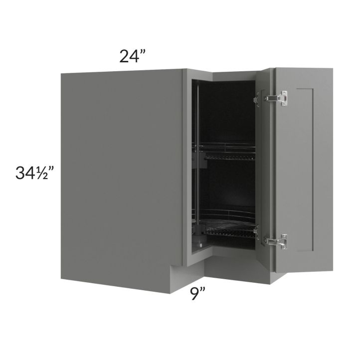 Shale Grey Shaker 33" Lazy Susan Corner Base with Stainless Steel Baskets