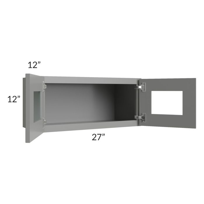 Shale Grey Shaker 27x12 Decorative Wall Cabinet with Plain Glass