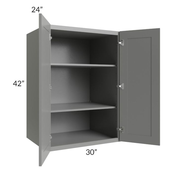 Shale Grey Shaker 30x42x24 Split Pantry Wall Cabinet