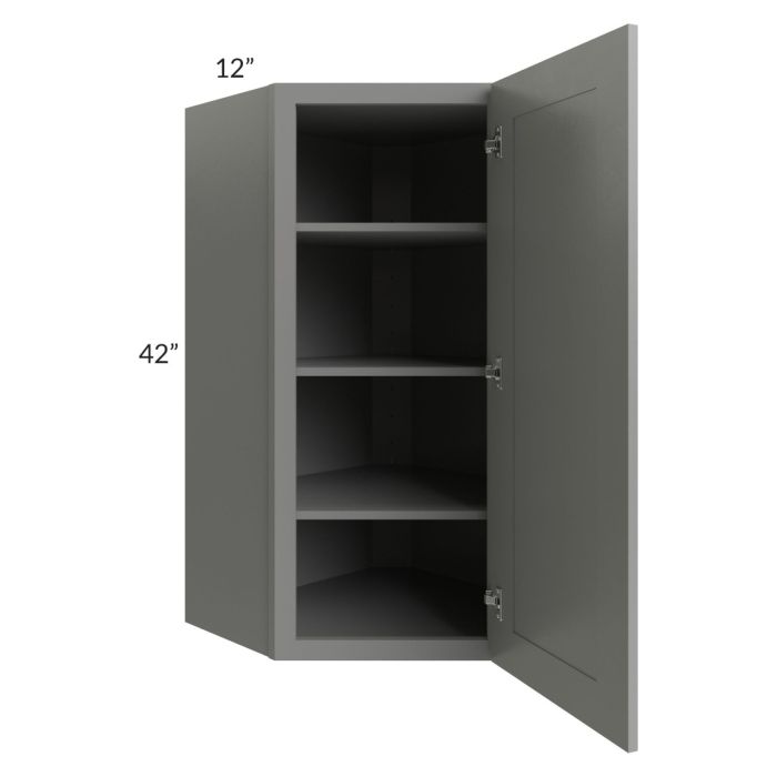 Shale Grey Shaker 24x42 Diagonal Corner Wall Cabinet