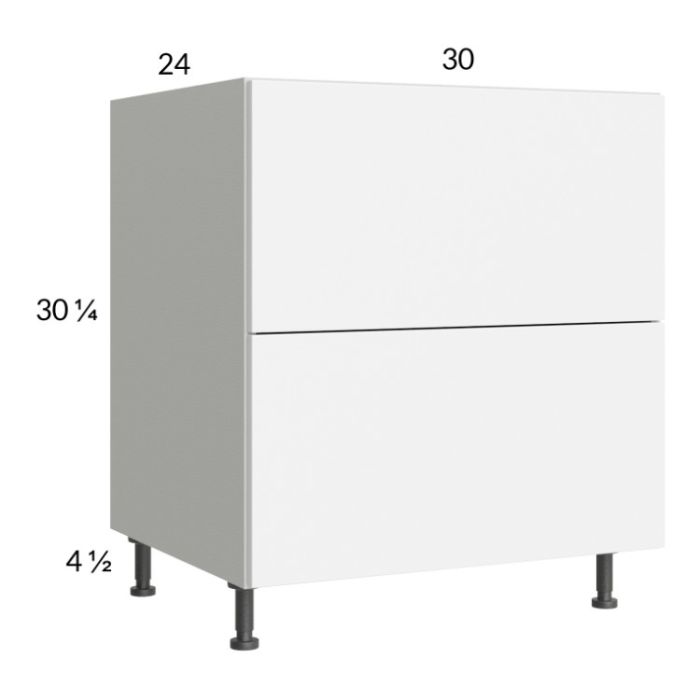 Euro Gloss White 30" 2-Drawer Range Base Cabinet