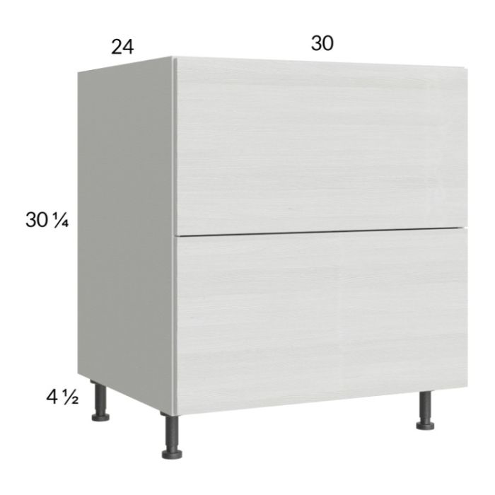 Euro White Grain 30" 2-Drawer Range Base Cabinet