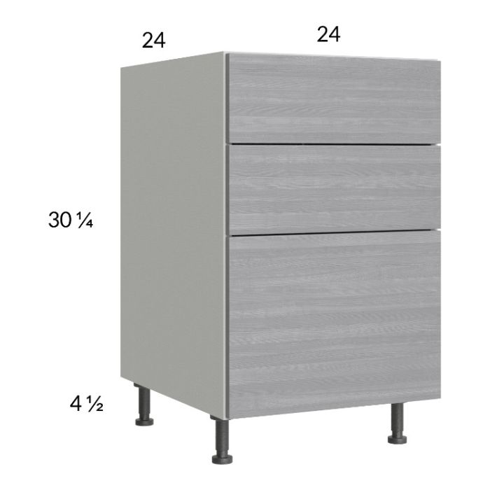 Euro Grey 24" 2-Drawer Range Base Cabinet with 1 False Drawer Front