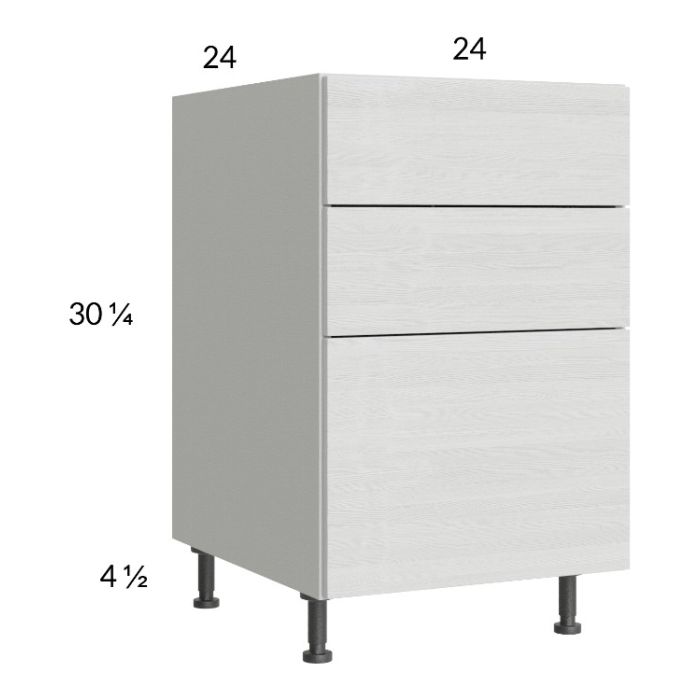 Euro White Grain 24" 2-Drawer Range Base Cabinet with 1 False Drawer Front
