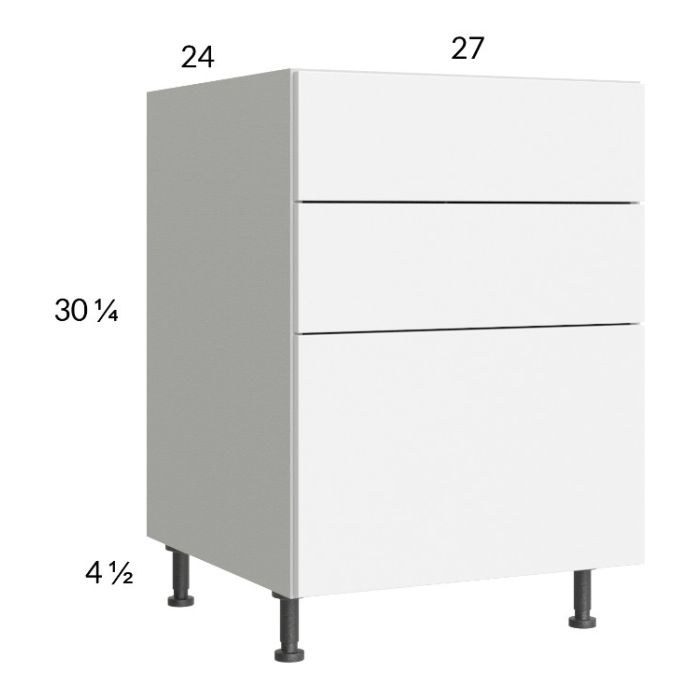 Euro Gloss White 27" 2-Drawer Range Base Cabinet with 1 False Drawer Front