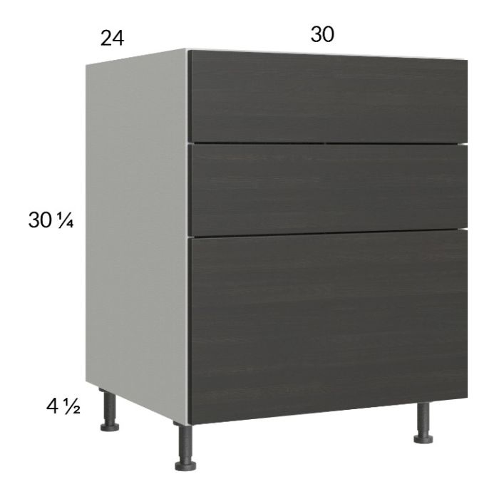 Euro Cafe 30" 2-Drawer Range Base Cabinet with 1 False Drawer Front