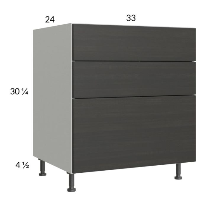 Euro Cafe 33" 2-Drawer Range Base Cabinet with 1 False Drawer Front