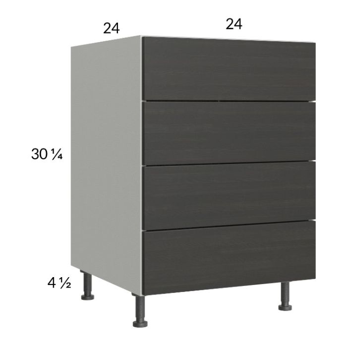 Euro Cafe 24" 3-Drawer Range Base Cabinet with 1 False Drawer Front