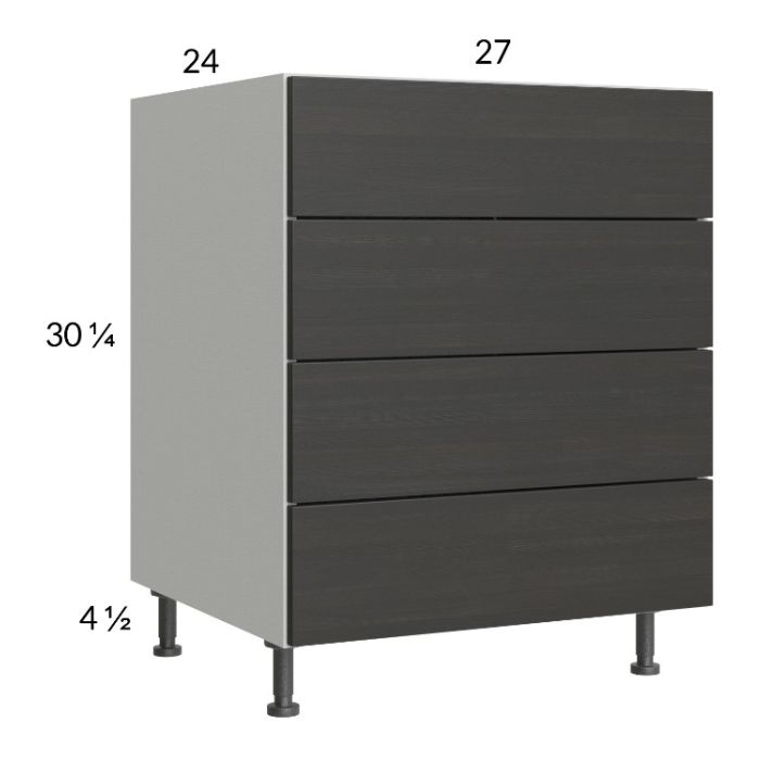 Euro Cafe 27" 3-Drawer Range Base Cabinet with 1 False Drawer Front