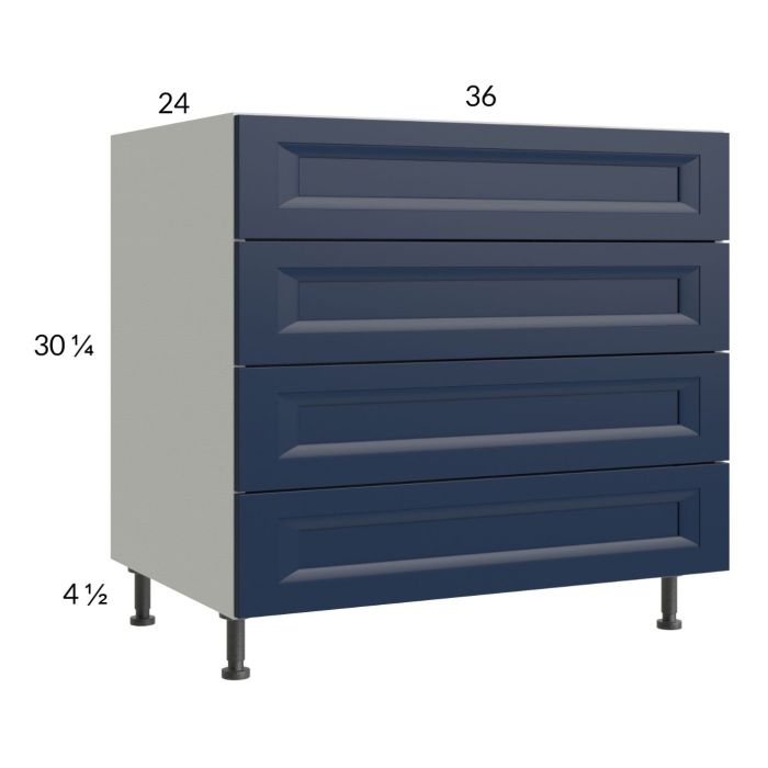 Harbor Navy 36" 3-Drawer Range Base with 1 False Drawer Front