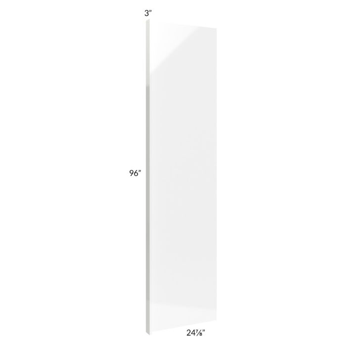 Milan White Gloss 25x96 Refrigerator End Panel with 3" Stile