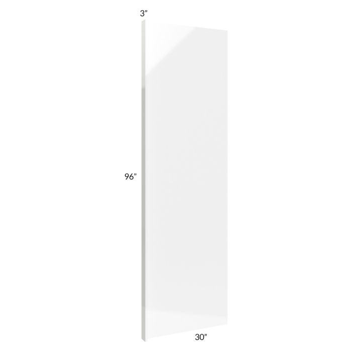 Milan White Gloss 30x96 Refrigerator End Panel with 3" Stile