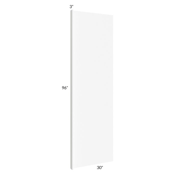 Milan White Matte 30x96 Refrigerator End Panel with 3" Stile