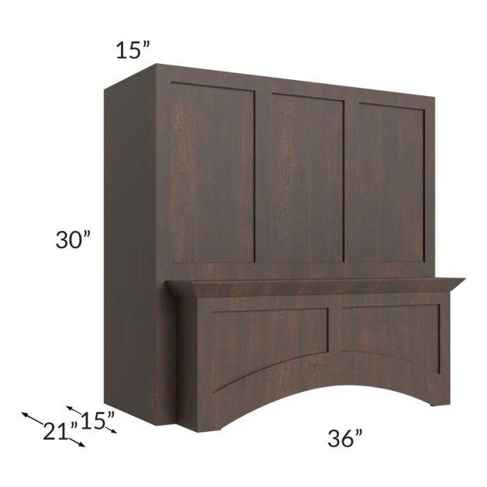 Tuscan Kona Brown 36" Arched Wood Hood and Hood Liner