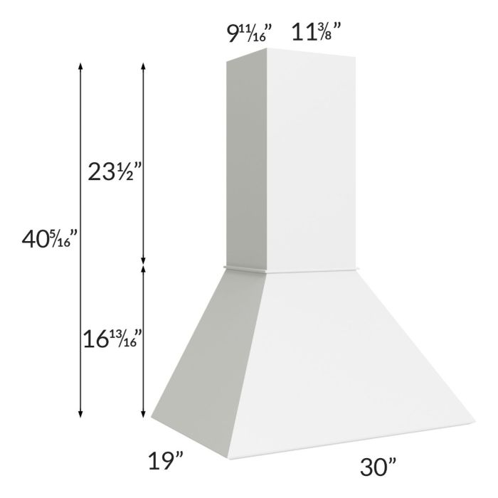 Union White 30" Euro Hood