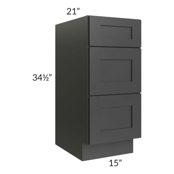 Royal Ebony Shaker 15" Vanity Drawer Base Cabinet